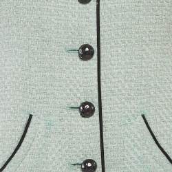 مملوكة مسبقًا جاكيت شانيل تويد أخضر بحزام مقاس صغير