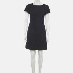 Pre Owned Chanel Navy Blue Tweed Mini Dress M