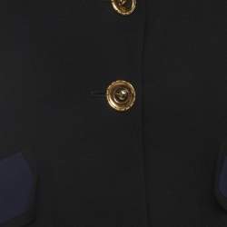 Pre Owned Chanel Vintage Black Crepe Button Front Blazer M