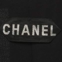 Pre Owned Chanel Vintage Black Crepe Button Front Blazer M