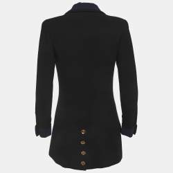 Pre Owned Chanel Vintage Black Crepe Button Front Blazer M
