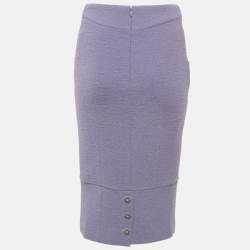 Pre Owned Chanel Purple Tweed Pencil Skirt M