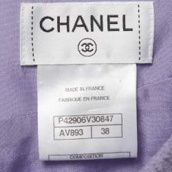 Pre Owned Chanel Purple Tweed Pencil Skirt M
