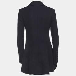 Pre Owned معطف شانيل جاكار طبقات أزرق مقاس متوسط (ميديم)