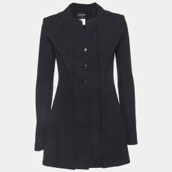 Pre Owned معطف شانيل جاكار طبقات أزرق مقاس متوسط (ميديم)