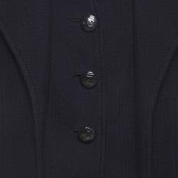 Pre Owned معطف شانيل جاكار طبقات أزرق مقاس متوسط (ميديم)