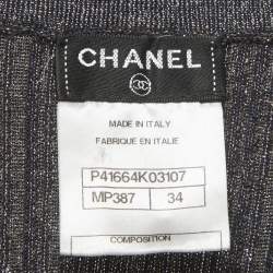 Pre Owned Chanel Navy Blue Lurex Rib Knit Short Dress S