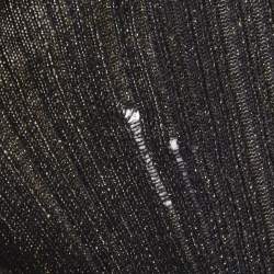 Pre Owned Chanel Navy Blue Lurex Rib Knit Short Dress S