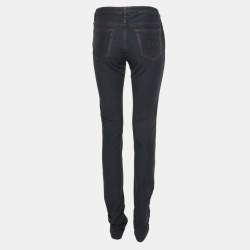 Pre Owned بنطلون شانيل قطن أزرق بتفاصيل CC مقاس متوسط 