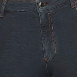 Pre Owned بنطلون شانيل قطن أزرق بتفاصيل CC مقاس متوسط 