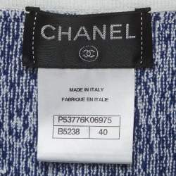 Pre Owned Chanel Blue Textured Knit CC Applique Mini Skirt M
