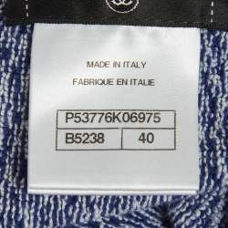 Pre Owned Chanel Blue Textured Knit CC Applique Mini Skirt M