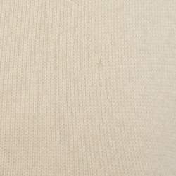 Pre Owned Chanel Pink Striped Lace Insert Cashmere Knit Dress S