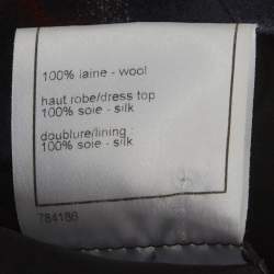 Pre Owned Chanel Black/Navy Blue Check Crepe and Silk Mini Dress S