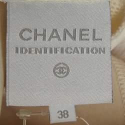 Pre Owned Chanel Identification Cream Jersey Zip Front Mini Skirt M