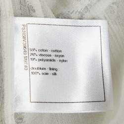 Pre Owned Chanel Monochrome Floral Cut Lace Mini Skirt M