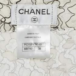 Pre Owned Chanel Monochrome Floral Cut Lace Mini Skirt M