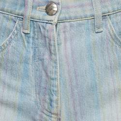 Pre Owned Chanel Blue Striped Denim Shorts S/ Waist 26"