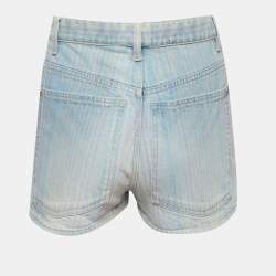 Pre Owned Chanel Blue Striped Denim Shorts S/ Waist 26"