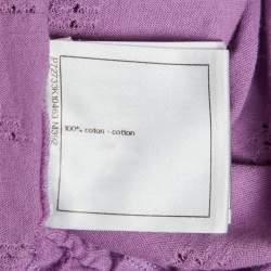 Pre Owned Chanel Purple CC Intarsia Jersey Pearl Detail T-Shirt L