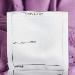 Pre Owned Chanel Purple CC Intarsia Jersey Pearl Detail T-Shirt L