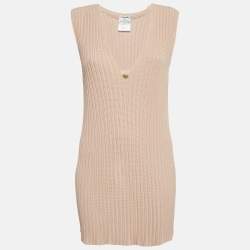 Pre Owned سترة طويلة شانيل بيج محبوكة مضلعة مقاس كبير ( لارج )