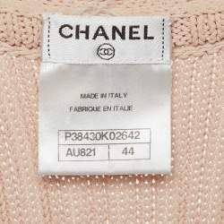 Pre Owned سترة طويلة شانيل بيج محبوكة مضلعة مقاس كبير ( لارج )