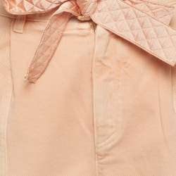 Pre Owned Chanel x Karl Lagerfeld Pink Cotton Drill Tie-Up Waist Shorts S