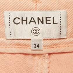 Pre Owned Chanel x Karl Lagerfeld Pink Cotton Drill Tie-Up Waist Shorts S