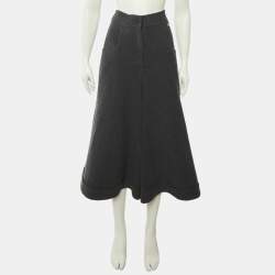 Pre Owned Chanel Grey Wool Wide Leg Culottes M