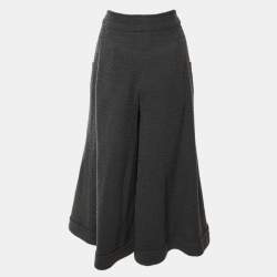 Pre Owned Chanel Grey Wool Wide Leg Culottes M