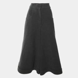 Pre Owned Chanel Grey Wool Wide Leg Culottes M