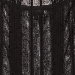 Pre Owned Chanel Black Cotton Knit Ruffle Off Shoulder Top S