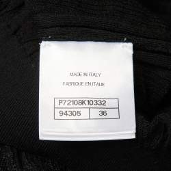 Pre Owned Chanel Black Cotton Knit Ruffle Off Shoulder Top S