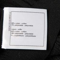 Pre Owned Chanel Black Cotton Knit Ruffle Off Shoulder Top S