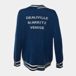 Pre Owned كاردْيجان شانيل كشمير أزرق بأزرار أمامية مقاس كبير