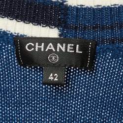 Pre Owned كاردْيجان شانيل كشمير أزرق بأزرار أمامية مقاس كبير