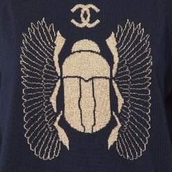 Pre Owned Chanel Navy Blue Cashmere Knit Jumper L