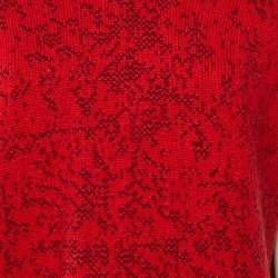 Pre Owned Chanel Red Cashmere Knit Poncho M