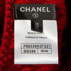 Pre Owned Chanel Red Cashmere Knit Poncho M