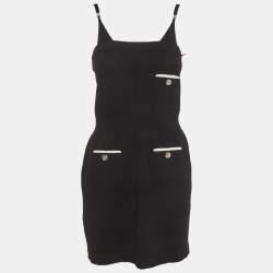 Pre Owned Chanel Black Knit Strappy Mini Dress S