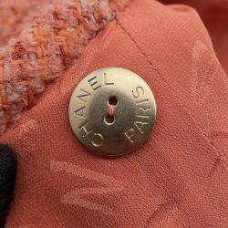 Pre Owned Chanel Collarless Jacket Wool, Alpaca, Polyamide, Paper Size 40 Orange