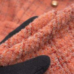 Pre Owned Chanel Collarless Jacket Wool, Alpaca, Polyamide, Paper Size 40 Orange