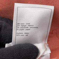 Pre Owned Chanel Collarless Jacket Wool, Alpaca, Polyamide, Paper Size 40 Orange