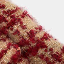 Pre Owned Chanel Tweed Cc Logo Down Vest Mohair, Wool, Polyester, Nylon, Linen Size 34 Red/Beige