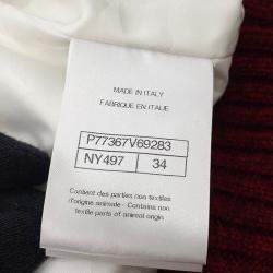 Pre Owned Chanel Tweed Cc Logo Down Vest Mohair, Wool, Polyester, Nylon, Linen Size 34 Red/Beige