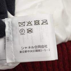 Pre Owned Chanel Tweed Cc Logo Down Vest Mohair, Wool, Polyester, Nylon, Linen Size 34 Red/Beige