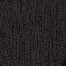 Pre Owned كارديجان شانيل أسود تريكو بتفاصيل فيونكة مقاس كبير (لارج)