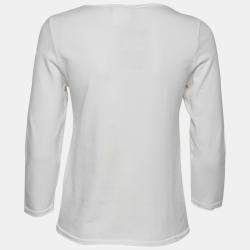 Chanel White Zip Front Knit Jacket M