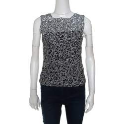 Chanel Black And White Cutout Detail Bolero Jacket and Sleeveless Top Set M